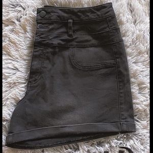 Black denim shorts
